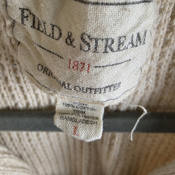 Eclectic Grandpa Men's 1/4 Zip Sweater Large Beige Cotton Knit Pullover - Picture 5 of 8